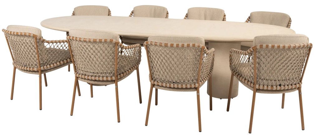 Hampton Martinique dining tuinset 300x110xH75 cm 9 delig mortex amber 4 Seasons Outdoor
