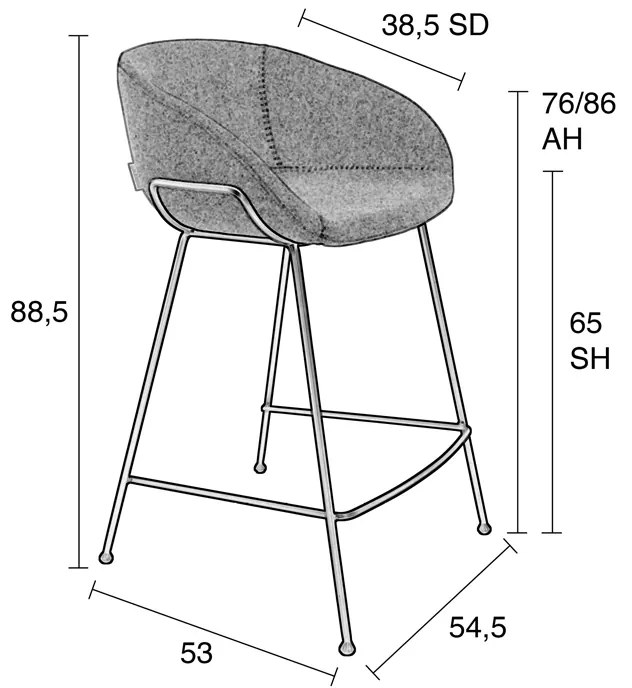 Zuiver Feston Design Barkruk Grijze Stof