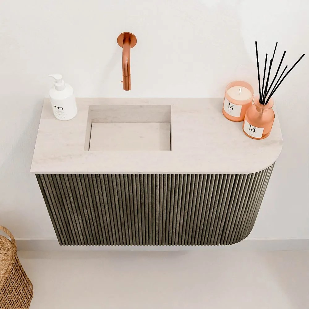 Mondiaz Joya DLux 60cm toiletmeubel ronding rechts shadow met wastafel faye links zonder kraangat meli