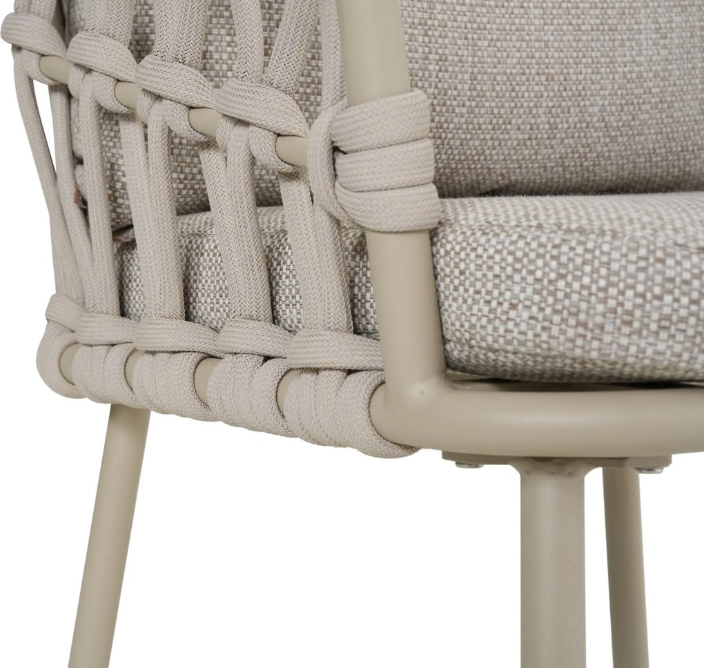 Tuinset Ronde Tuintafel 6 personen 150 cm Rope Zand/Beige Coco Oliva/Arancia