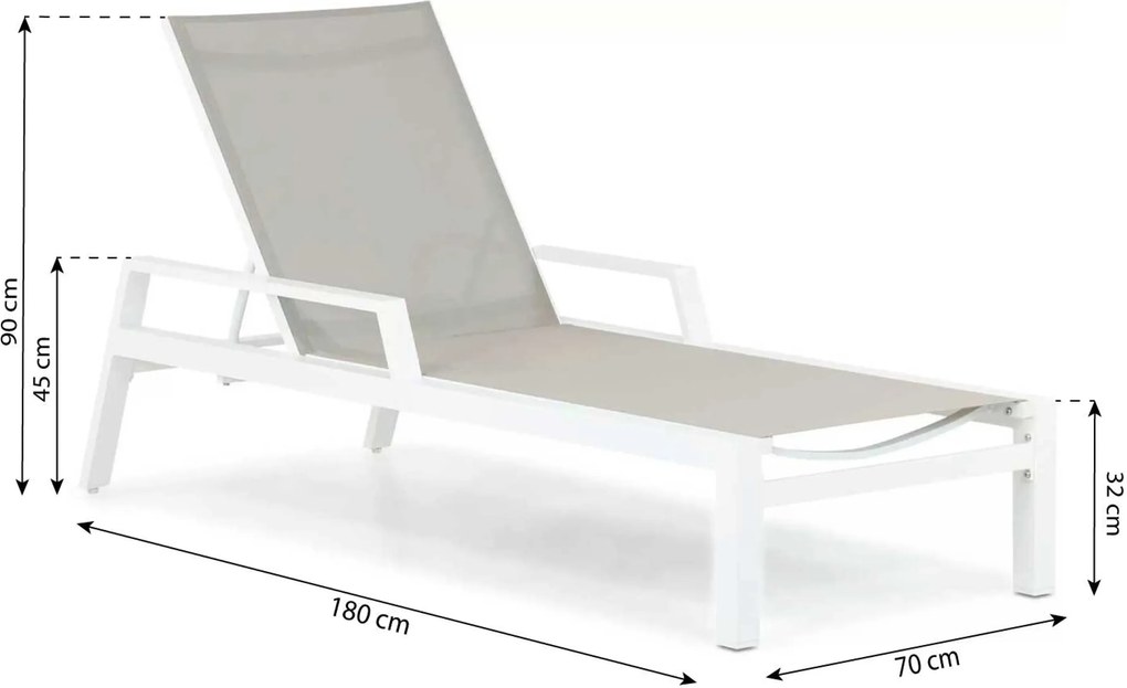 Lifestyle Garden Furniture Licata Ligbed Verstelbaar Aluminium/Textileen /Aluminium/textileen Wit