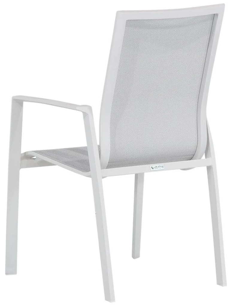 Tuinset Ronde Tuintafel 6 personen 160 cm Aluminium/textileen Wit Lifestyle Garden Furniture Ultimate/Wellington