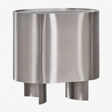 Ovalen Nachtkastje 50x35 Cm Van Roestvrij Staal Luena Geborsteld Roestvrij Staal - Sklum