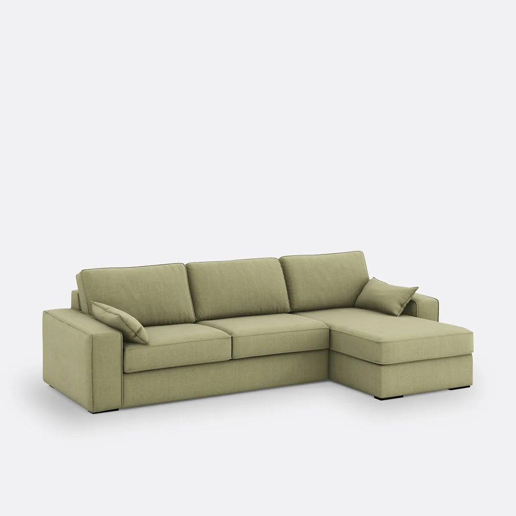 Hoekslaapbank van katoen en linnen Comfort Bultex® Cécilia