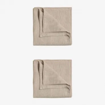 Set Van 2 Juisit Linnen En Katoenen Servetten Beige – Linnen - Sklum