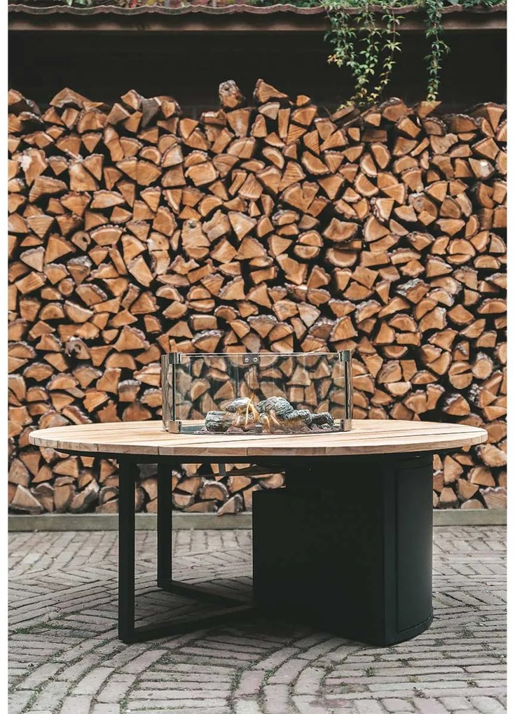 Cosiloft vuurtafel 120 cm rond zwart teak