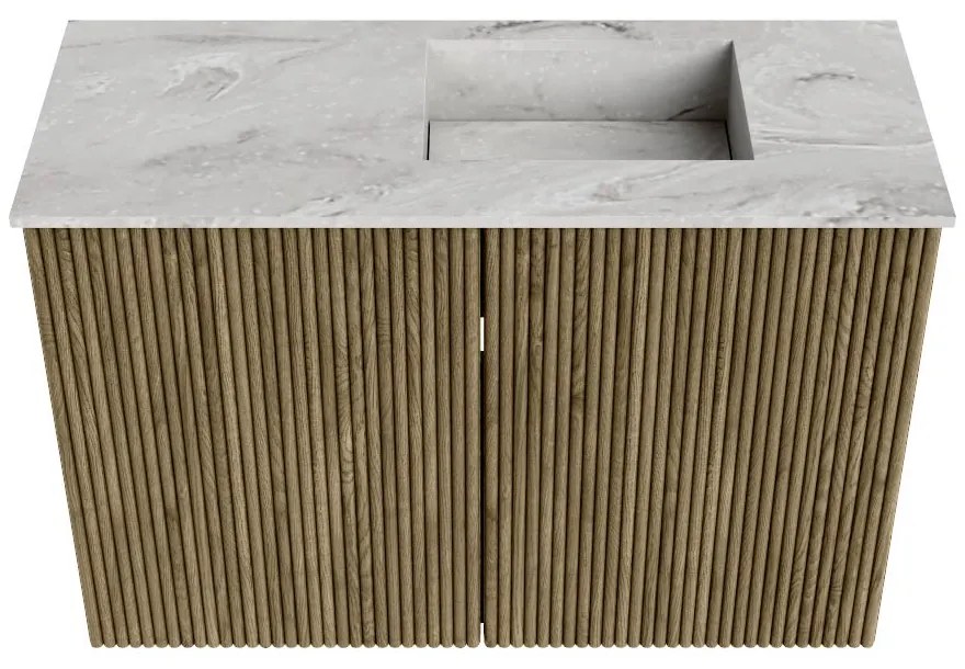 Mondiaz Joya DLux 60cm toiletmeubel dusk met wastafel faye rechts zonder kraangat glace