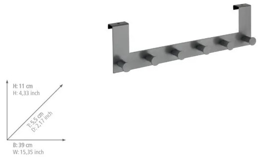Wenko Celano over de deur kapstok 2cm grijs