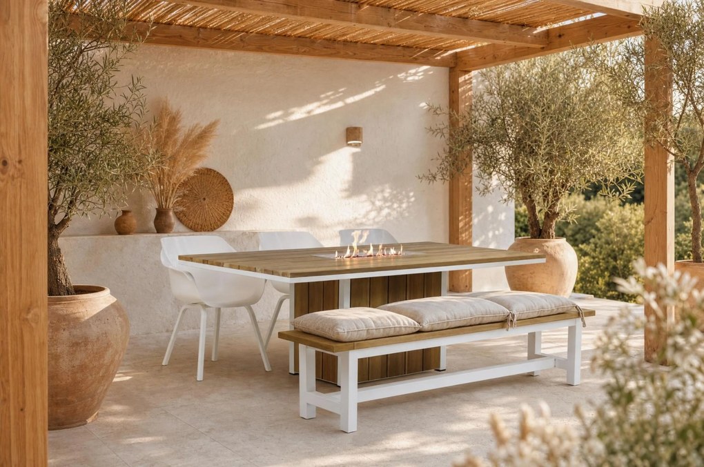 Tuinset 6 personen 220 cm Aluminium/Teak/Kunststof /Aluminium/teak Wit Hartman Sophie