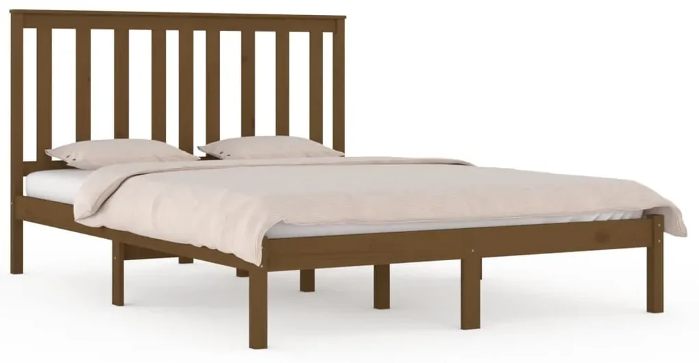 vidaXL Bedframe massief grenenhout honingbruin 160x200 cm