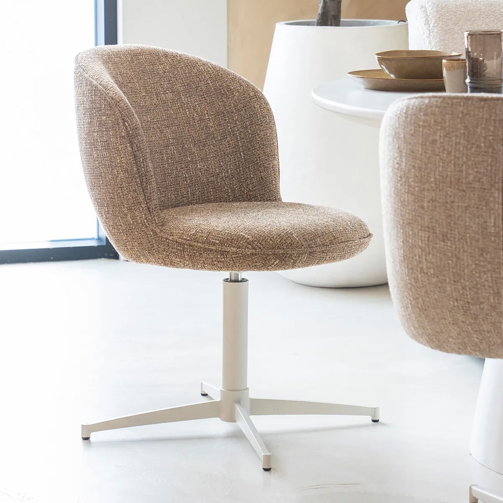 Eleonora Molly Draaibare Eetkamerstoel Mosterd Met Beige Poten