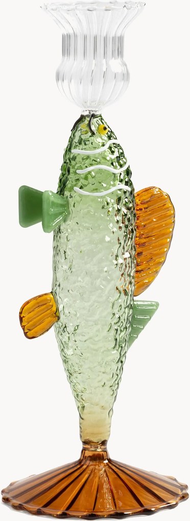 Handgemaakte kandelaar Fish van borosilicaatglas