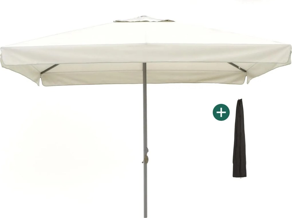 Parasol Shadowline Bonaire | Inclusief hoes | Vierkant | 350x350cm | Met katrol | Grijs/Antraciet  | Kees Smit Tuinmeubelen