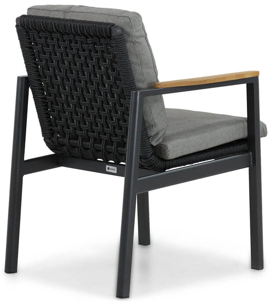 Tuinset Ronde Tuintafel 6 personen 150 cm Aluminium/rope Grijs Coco Ralph/Fabriano