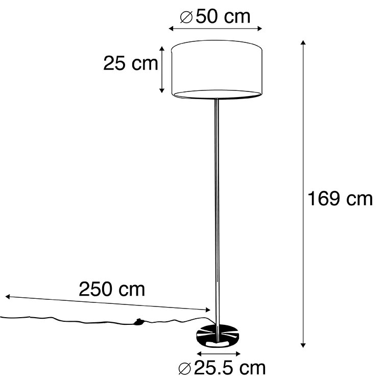 Vloerlamp staal met roze kap 50 cm - Simplo