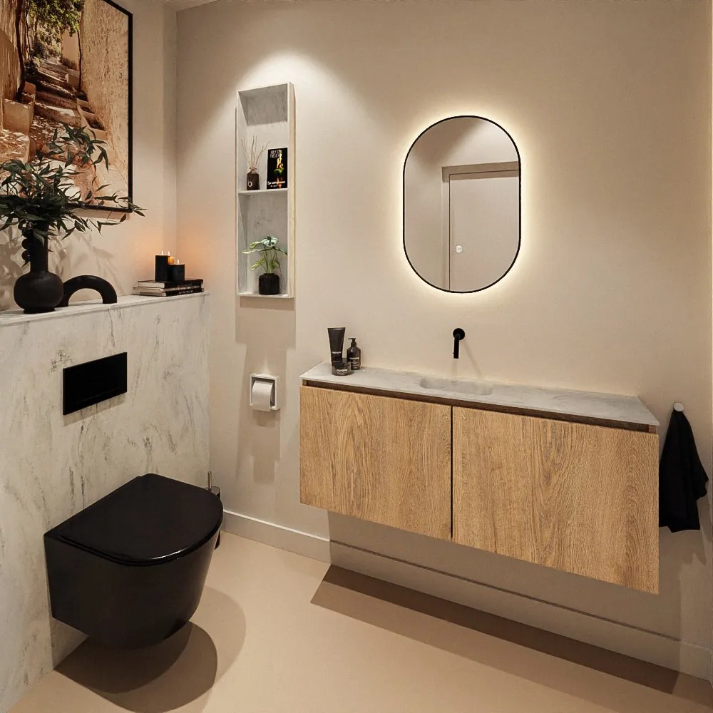 Mondiaz Ture DLux toiletmeubel 120cm washed oak met wastafel opalo midden zonder kraangat