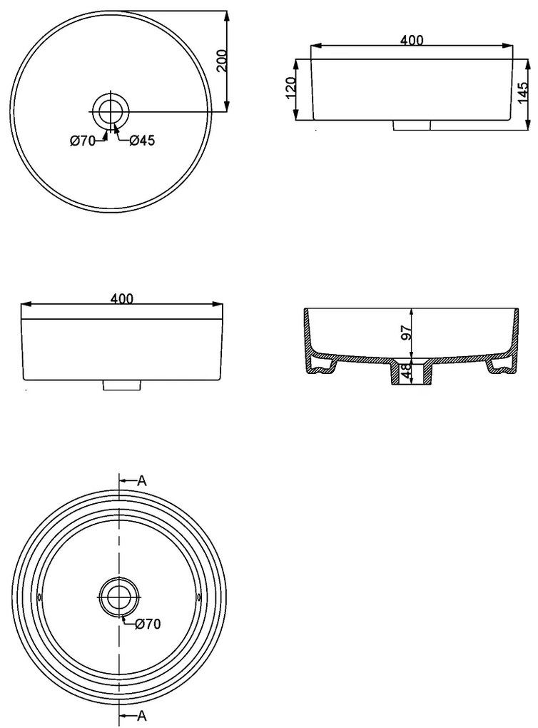 Mueller Ligilo opbouw wastafel rond 40cm mat wit