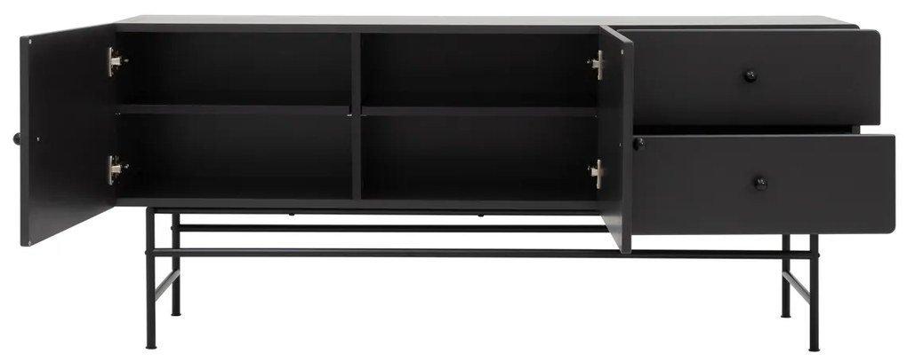 Tenzo Cocktail Retro Tv Dressoir Zwart - 158x40x68cm.