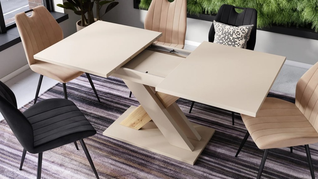 KARO Bruin beige / artisan eik - MODERNE UITSCHUIFBARE TAFELOP 180 cm!