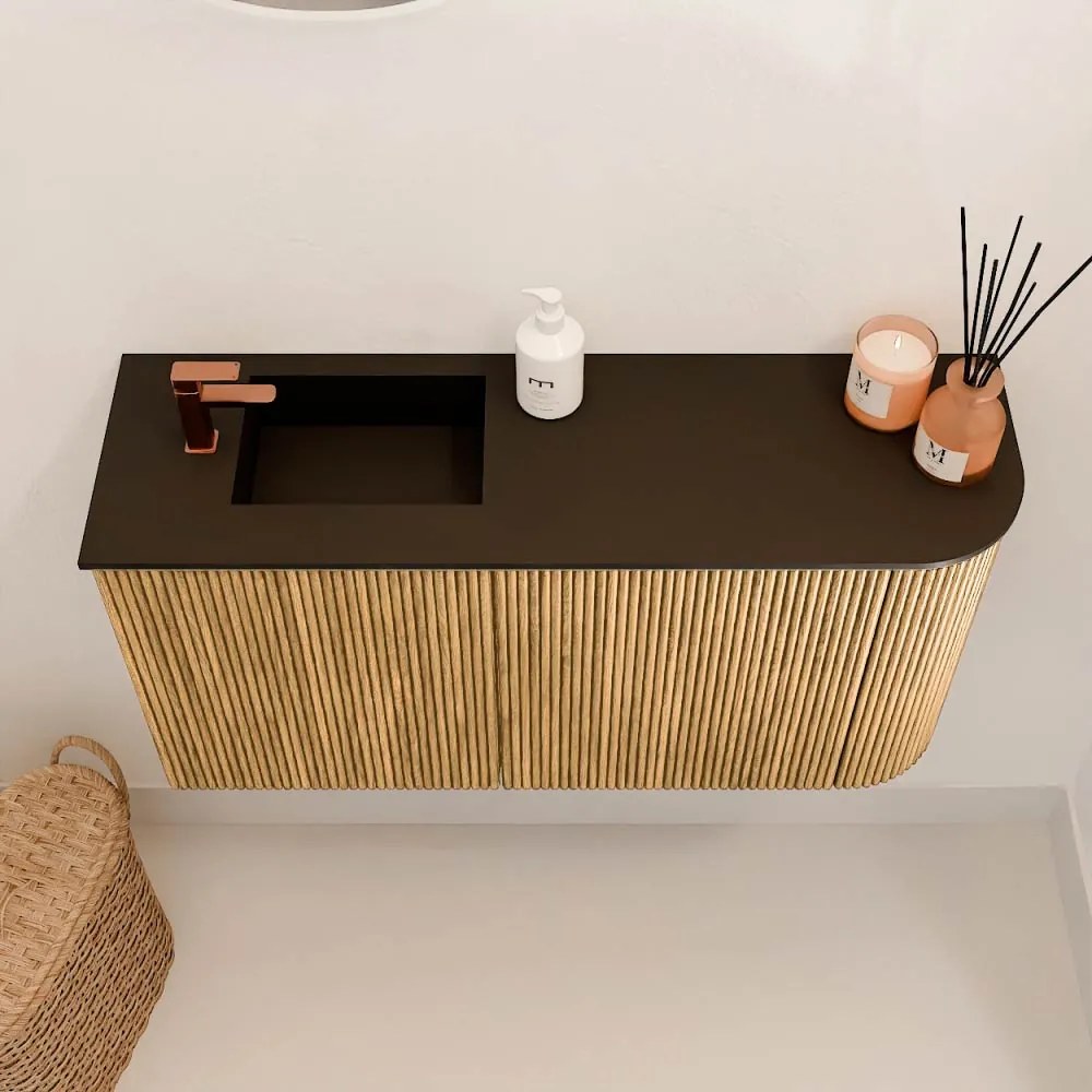 Mondiaz Joya 80cm toiletmeubel ronding rechts oak met wastafel faye links 1 kraangat urban