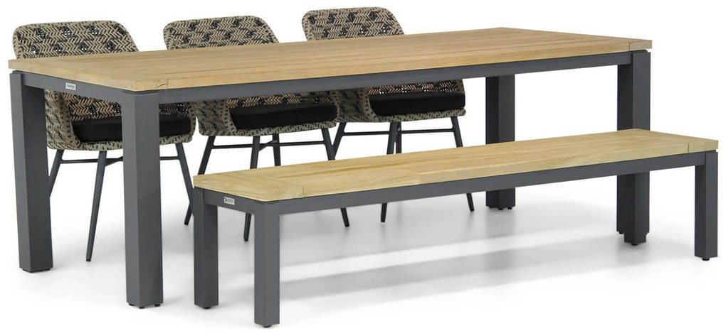 Tuinset 6 personen 230 cm Wicker Zwart Lifestyle Garden Furniture Crossway/Veneto