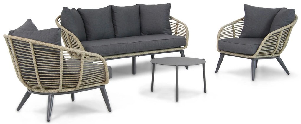 Stoel en Bank Loungeset 5 personen Wicker Taupe Coco Coco Leonardo