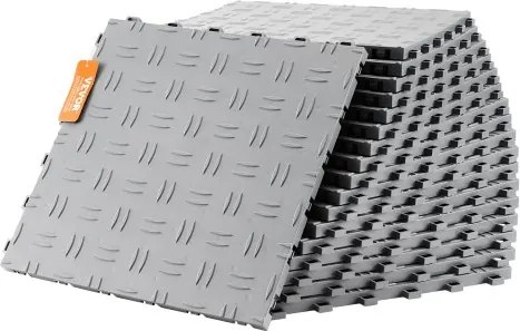 VEVOR Garagevloerfittingen, 305 x 305 x 13,4 mm, 50-delige industriële vloer, antislip dubbelzijdige gestructureerde garagevloer, voor garages, kelders, reparatiewerkplaatsen, zilver