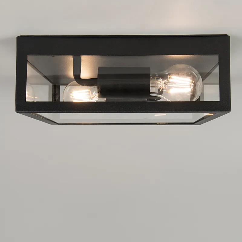 Industriële buiten plafondlamp zwart 2-lichts - Rotterdam Modern E27 Buitenverlichting vierkant
