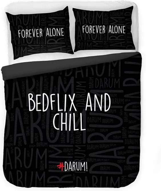 #DARUM! #DARUM! Bedflix & Chill - Zwart 2-persoons (200 x 220 cm + 2 kussenslopen) Dekbedovertrek