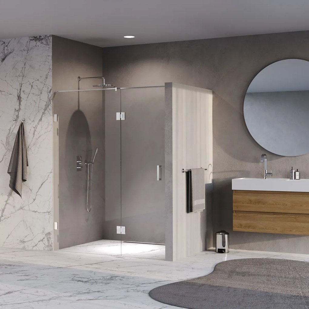 Brauer Void profielloze nisdeur 150cm met draaideur 70cm aan glas chroom