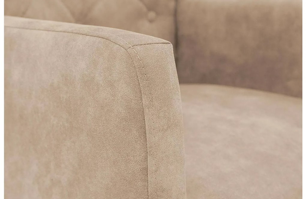 Goossens Eetkamerstoel Oliver beige microvezel met armleuning en met wielen, stijlvol landelijk