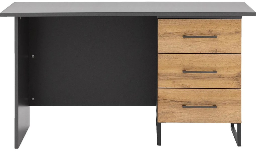 Goossens Basic Commode Bastion, Bureau 3 laden rechts, 140 cm breed