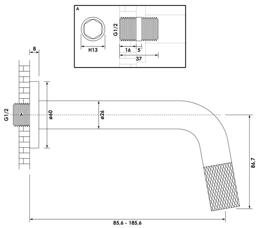 Brauer Chrome Carving inkortbare inbouw fonteinkraan chroom