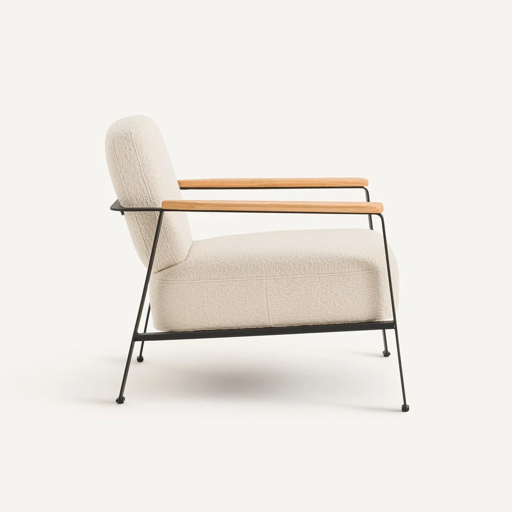 Fauteuil in badstof en metaal, ABRAXAS