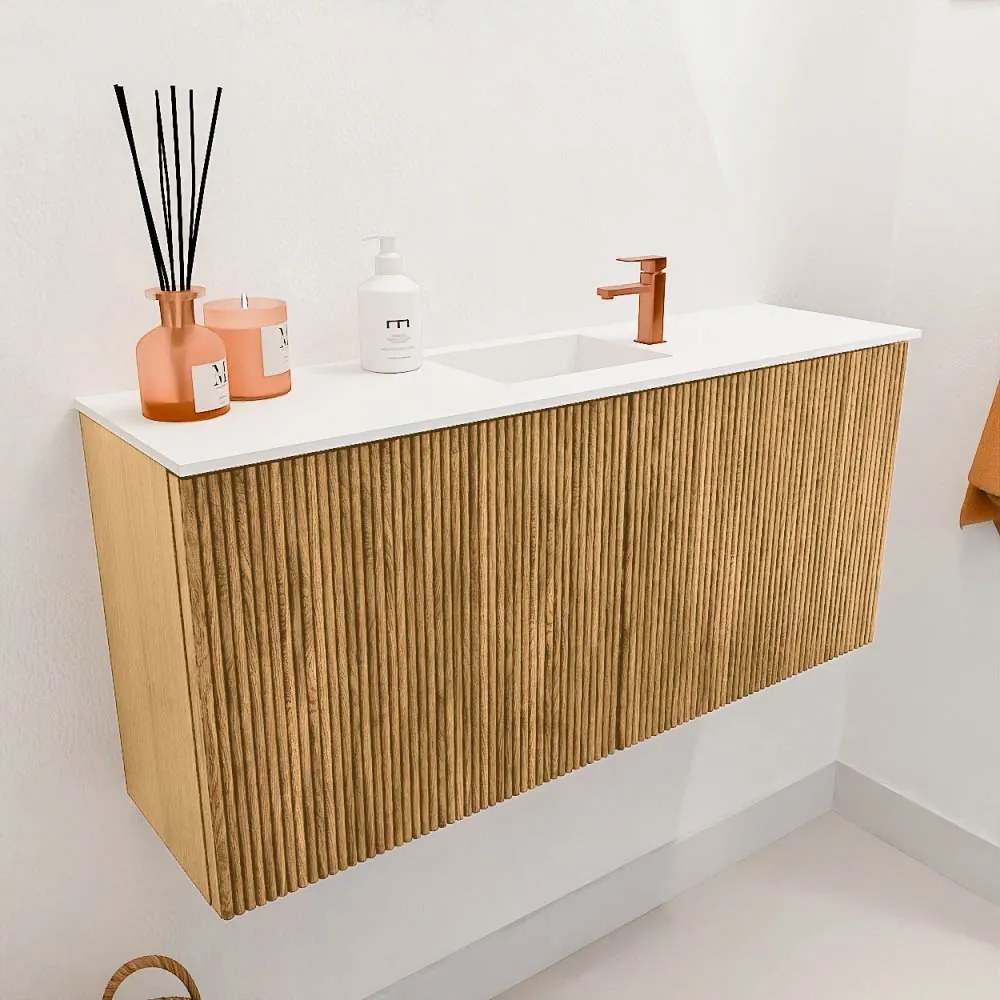 Mondiaz Joya 90cm toiletmeubel oak met wastafel faye midden 1 kraangat talc