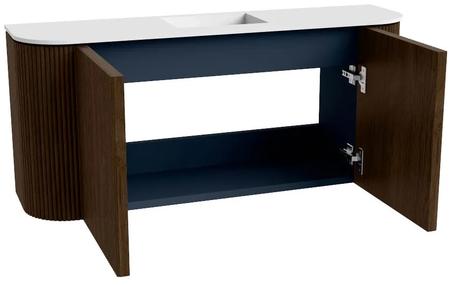 Mondiaz Joya 95cm toiletmeubel ronding links/rechts walnut met wastafel faye midden zonder kraangat talc