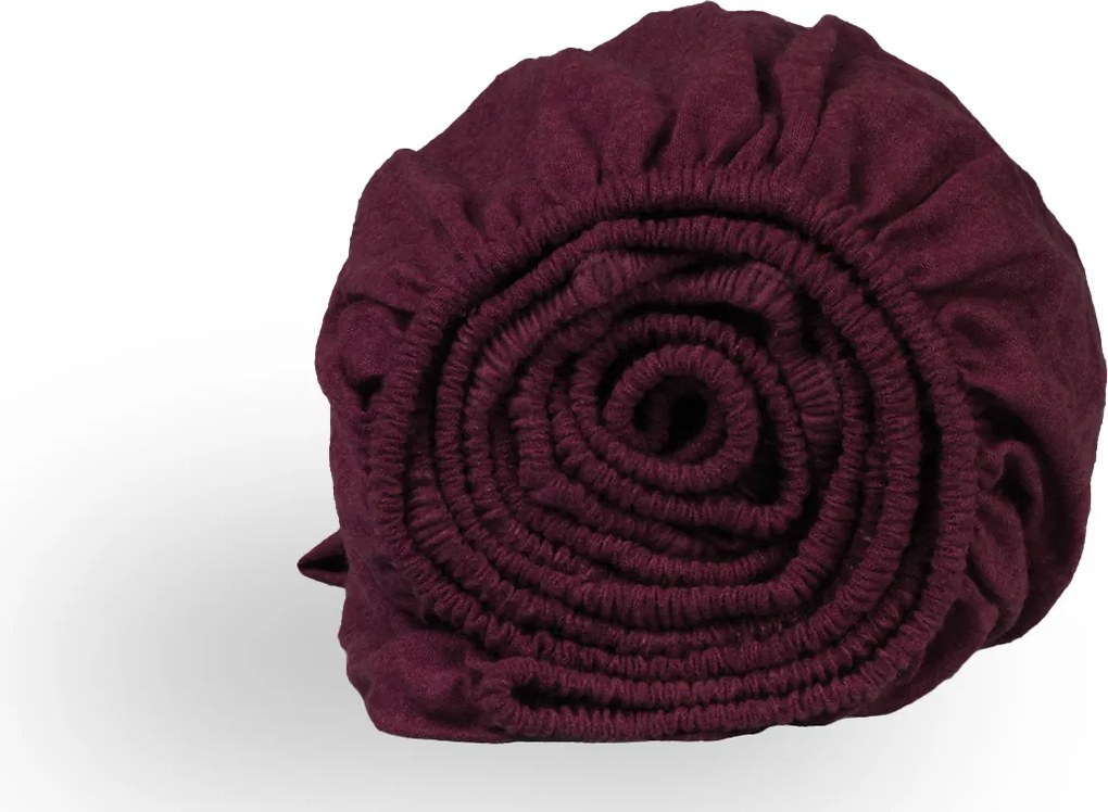 Hoeslaken flanel - 100% katoen - 90x200 - aubergine