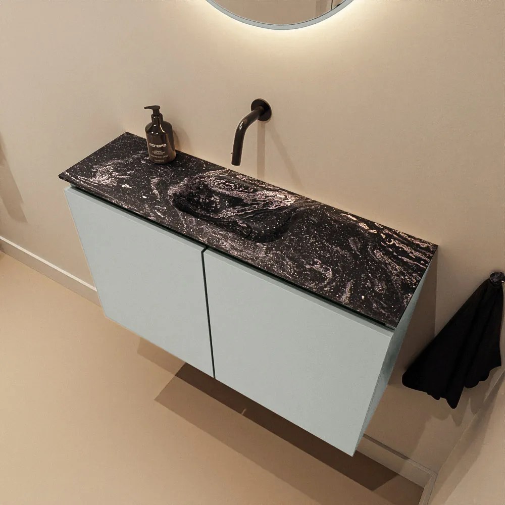 Mondiaz Ture DLux toiletmeubel 80cm greey met wastafel lava midden zonder kraangat