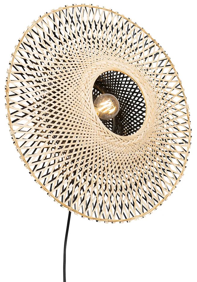 Smart wandlamp bamboe 50 cm met stekker incl. Wifi A60 - Rina