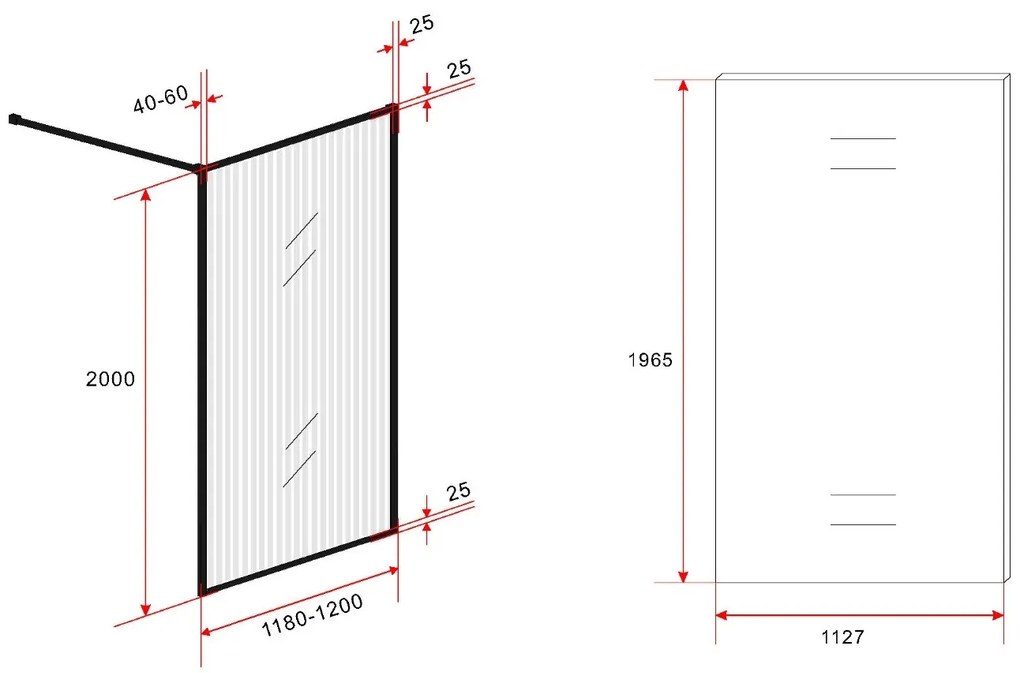 Mueller Ribble inloopdouche 120x200cm mat zwart