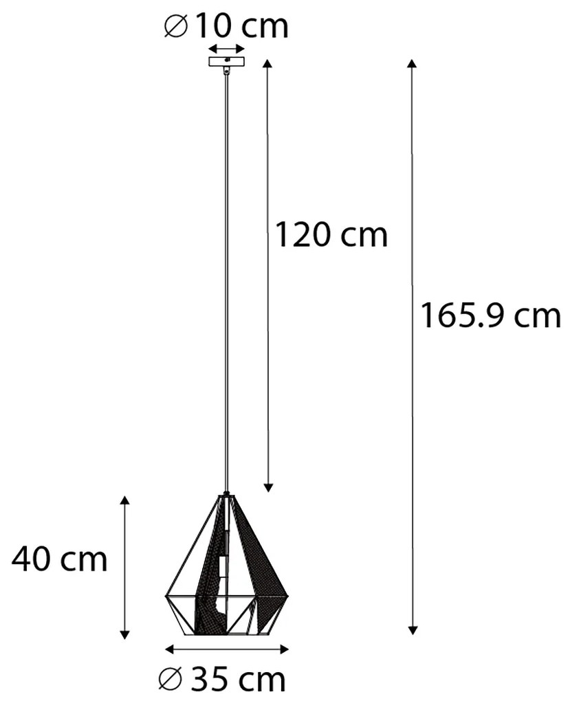 Industriële hanglamp goud met mesh - Carcass