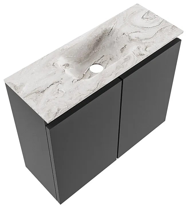 Mondiaz Ture DLux toiletmeubel 60cm dark grey met wastafel glace midden zonder kraangat