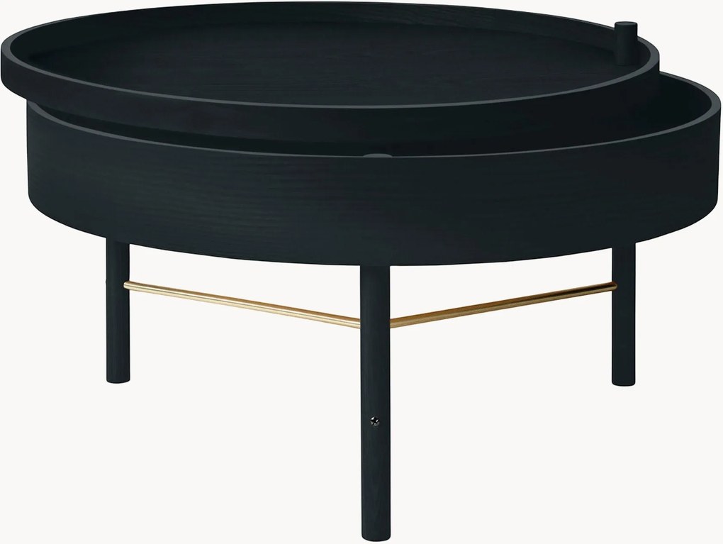 Ronde eikenhouten salontafel Turning Table met opbergruimte