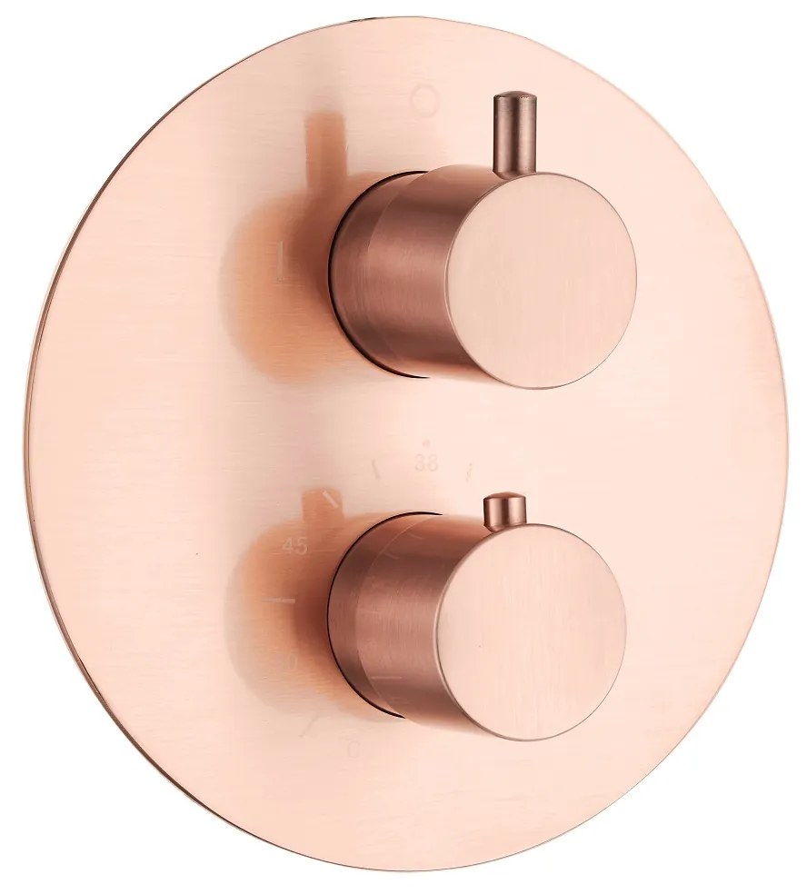 Saniclear Copper inbouw regendouche rond met 20cm hoofddouche, muurarm en glijstang geborsteld koper