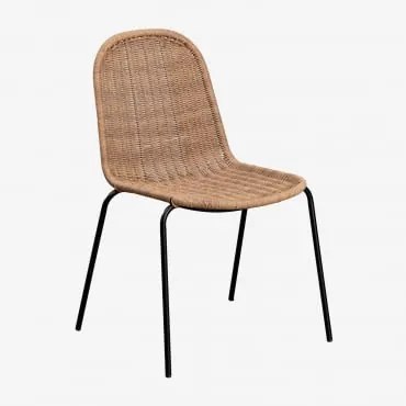 Set Van 4 Stapelbare Tuinstoelen Van Synthetisch Riet Reiven Zwart - Sklum