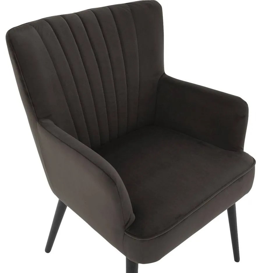 Goossens Eetkamerstoel Rob bruin velvet stof met armleuning, urban industrieel