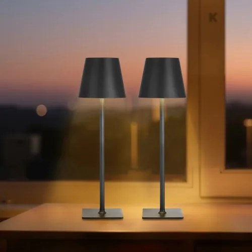 VEVOR Draadloze tafellamp (2-pack) met ingebouwde oplaadbare batterij van 5200 mAh, traploze dimfunctie in 3 kleuren, kleurtemperatuur van 3000-6500 K, bureaulamp zwart