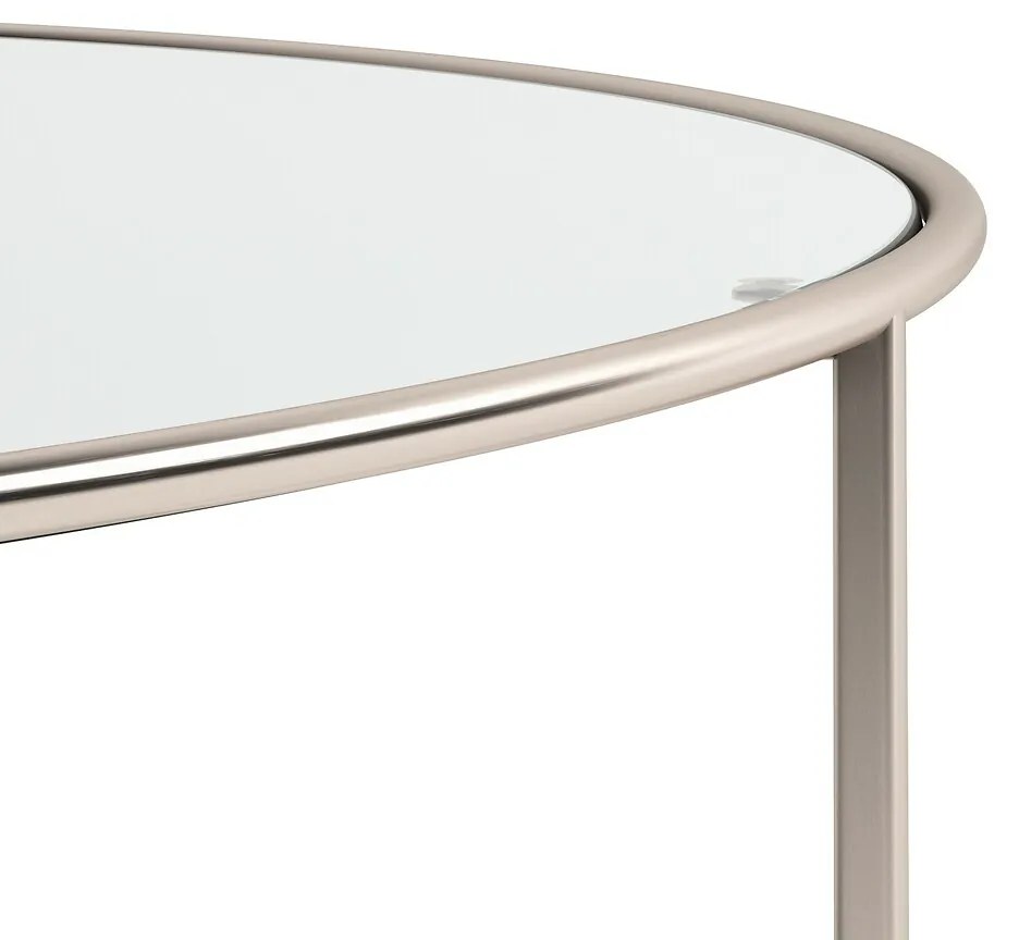 Ronde salontafel in gesatineerd nikkel , Sybil
