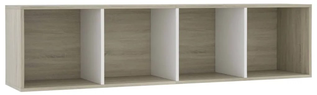 vidaXL Boekenkast/tv-meubel 143x30x36 cm wit en sonoma eikenkleurig