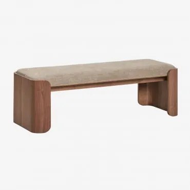 Rubberwood En Fineer Bank Lofren Donker Hout & ↔︎ 160 Cm & Mokka Bruine Stof - Sklum